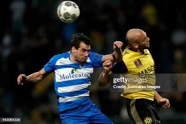 Dirk Marcellis of PEC Zwolle, Dani Schahin of Roda JC during the Dutch Eredivisie match between Roda JC v PEC Zwolle at the Parkstad Limburg Stadium...