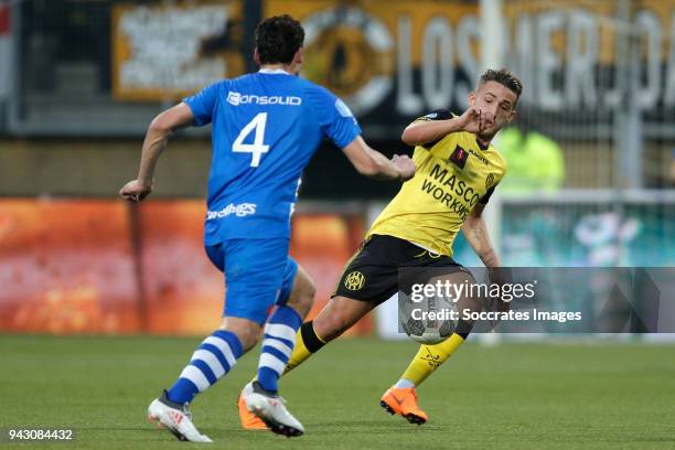 Dirk Marcellis of PEC Zwolle, Donis Avdijaj of Roda JC during the Dutch Eredivisie match between Roda JC v PEC Zwolle at the Parkstad Limburg Stadium...