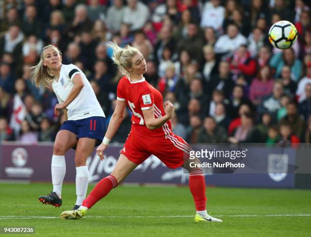 Toni Duggan of England Women during 2019 FIFA Women's World Cup Group 1 qualifier match between England and Wales at St.Mary's, Southampton FC...