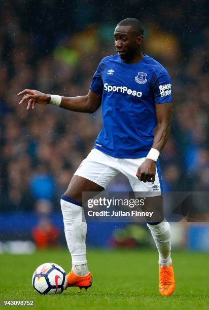 Yannick Bolasie of Everton in action during the Premier League match between Everton and Liverpool at Goodison Park on April 7, 2018 in Liverpool,...