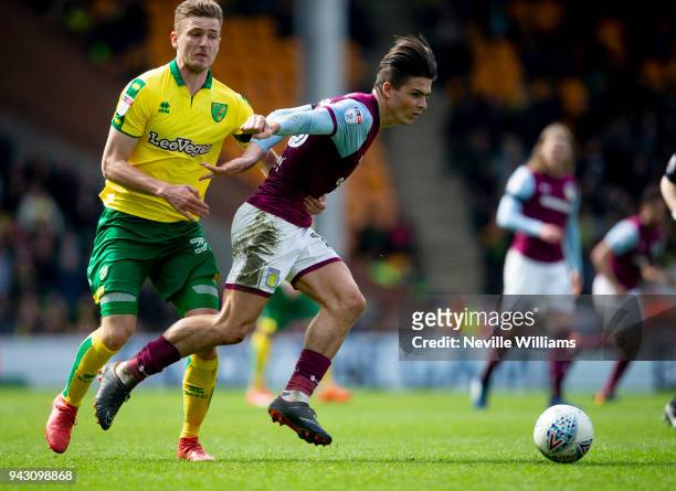 Jack Grealish of Aston Villa during the Sky Bet Championship match between Norwich City and Aston Villa at Carrow Road on April 07, 2018 in Norwich,...
