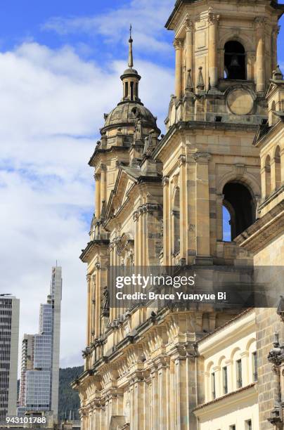 primatial cathedral of bogota - plaza de bolívar bogotá stock pictures, royalty-free photos & images