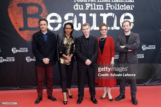 Sang Neuf' jury's members Chad Chenouga, Audrey Pulvar, Lucas Belvaux, Catherine Frot, Malik Zidi attend the closing ceremony photocall for 10th...