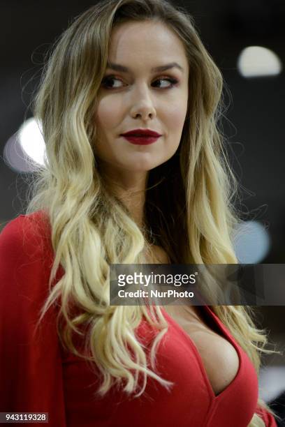 Model is seen at the Poznan Motor Show in Poznan, Poland on April 7, 2018.