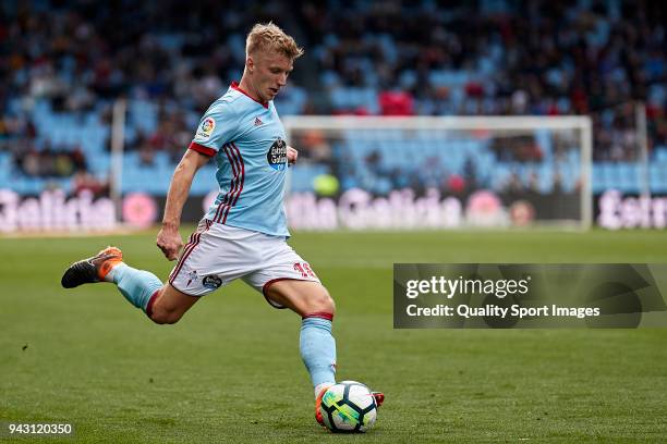 Daniel Wass of Celta de Vigo in action during the La Liga match between Celta de Vigo and Sevilla at Balaidos Stadium on April 7, 2018 in Vigo, Spain.