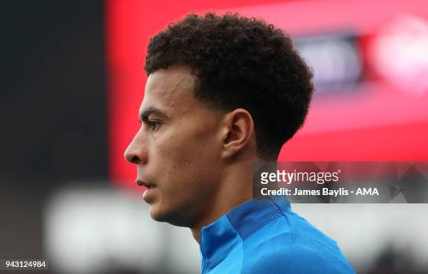 Dele Alli of Tottenham Hotspur during the Premier League match between Stoke City and Tottenham Hotspur at Bet365 Stadium on April 7, 2018 in Stoke...