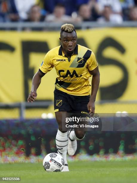 Thierry Ambrose of NAC Breda during the Dutch Eredivisie match between NAC Breda and Vitesse Arnhem at the Rat Verlegh stadium on April 07, 2018 in...