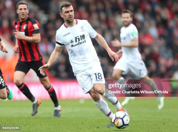 James McArthur of Crystal Palace during the Premier League match between AFC Bournemouth and Crystal Palace at Vitality Stadium on April 7, 2018 in...