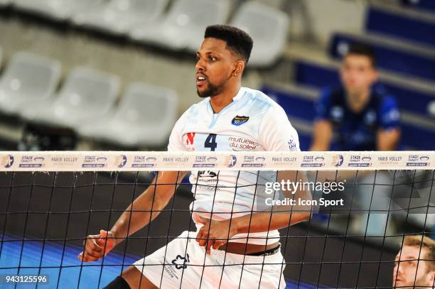 Kevin Kaba of Montpellier during the French Ligue A match between Paris Volley and Montpellier at Salle Pierre Charpy on April 7, 2018 in Paris,...