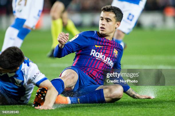 Phillip Couthino from Brasil of FC Barcelona during the La Liga match between FC Barcelona v CD Leganes at Camp Nou Stadium on 07 of April of 2018 in...