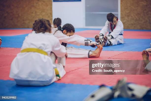children preparing for training - karate belt stock pictures, royalty-free photos & images