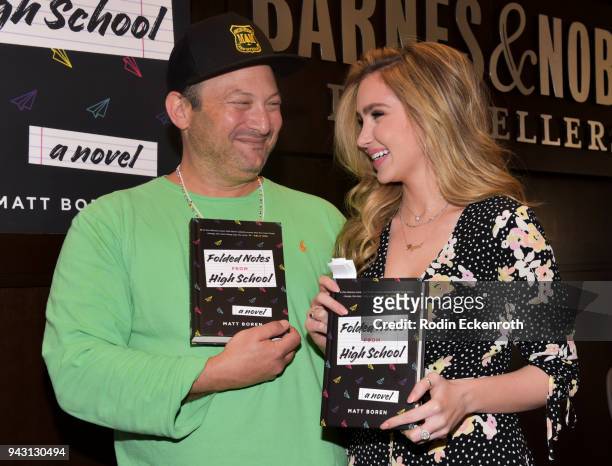 Matt Boren and Ryan Newman discuss "Folded Notes From High School" at Barnes & Noble at The Grove on April 7, 2018 in Los Angeles, California.