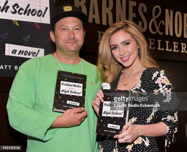 Matt Boren and Ryan Newman discuss "Folded Notes From High School" at Barnes & Noble at The Grove on April 7, 2018 in Los Angeles, California.