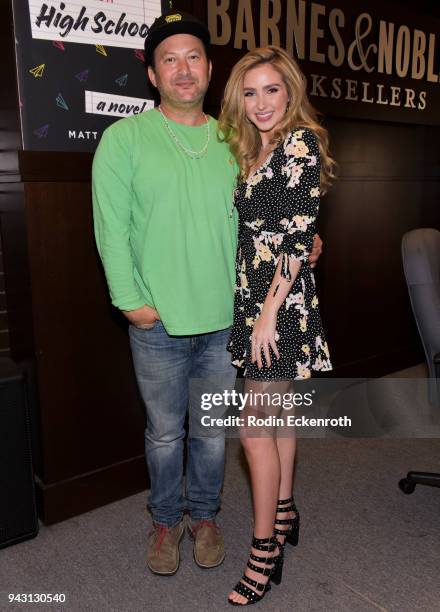 Matt Boren and Ryan Newman discuss "Folded Notes From High School" at Barnes & Noble at The Grove on April 7, 2018 in Los Angeles, California.