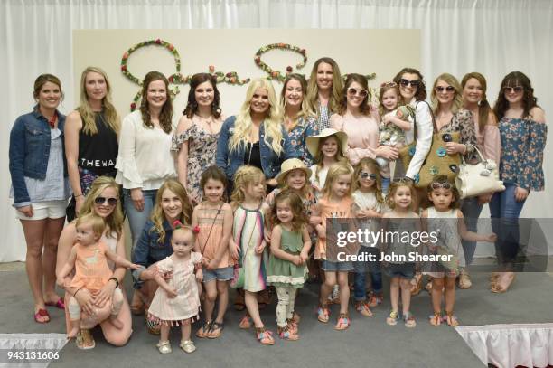 Jessica Simpson takes photos with army wives and kids for a spring style event in Dillards at The Mall at Green Hills on April 7, 2018 in Nashville,...