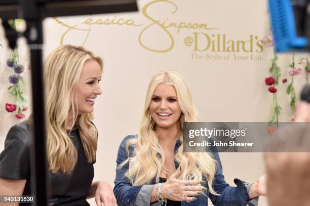 Jessica Simpson speaks for an interview during a spring style event for army wives and kids in Dillards at The Mall at Green Hills hosted by Jessica...