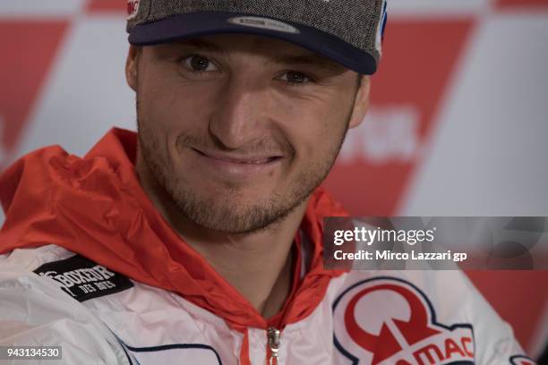 Jack Miller of Australia and Pramac Racing smiles during the press conference at the end of the qualifying practice during the MotoGp of Argentina -...