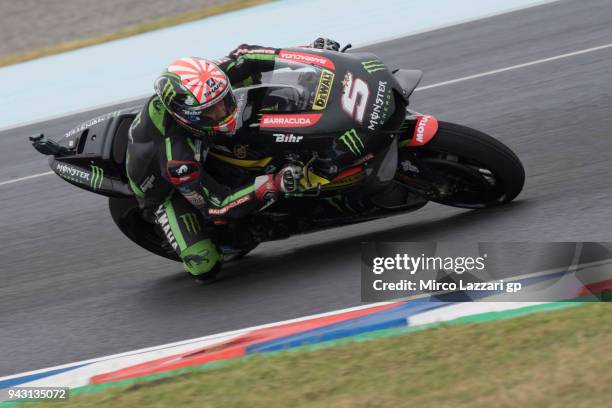 Johann Zarco of France and Monster Yamaha Tech 3 rounds the bend during the qualifying practice during the MotoGp of Argentina - Qualifying on April...