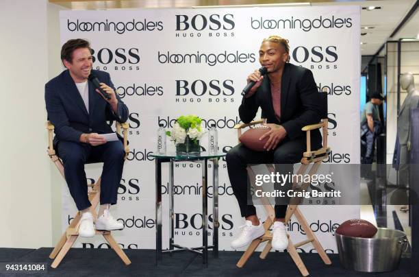 Bloomingdale's Fashion Director, Justin Berkowitz and Buster Skrine attend the fashion tips and tricks event with BOSS and Bloomingdale's, at...