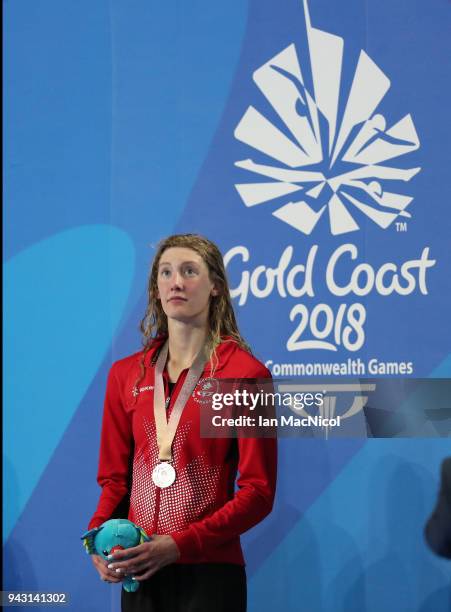 Taylor Ruck of Canada is seen during the Women's 50m Freestyle final during Swimming on day three of the Gold Coast 2018 Commonwealth Games at Optus...