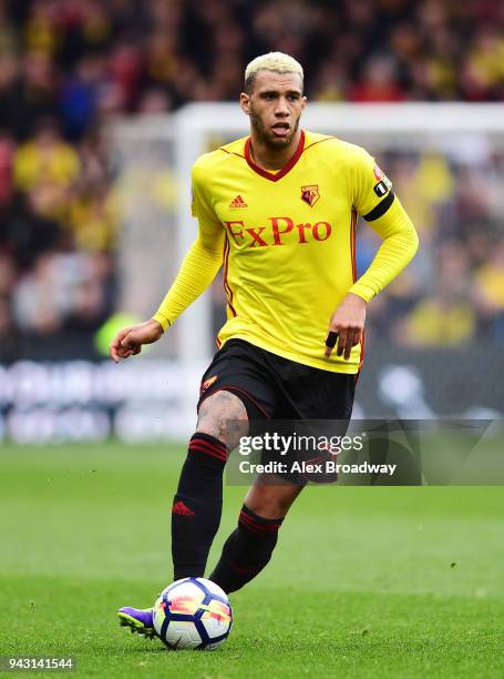 Etienne Capoue of Watford in action during the Premier League match between Watford and Burnley at Vicarage Road on April 7, 2018 in Watford, England.