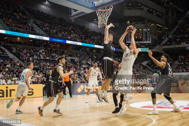 Luka Doncic during Real Madrid victory over Brose Bamberg in Turkish Airlines Euroleague regular season game celebrated at Wizink Center in Madrid ....