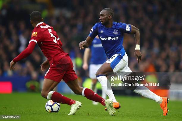 Yannick Bolasie of Everton in action during the Premier League match between Everton and Liverpool at Goodison Park on April 7, 2018 in Liverpool,...