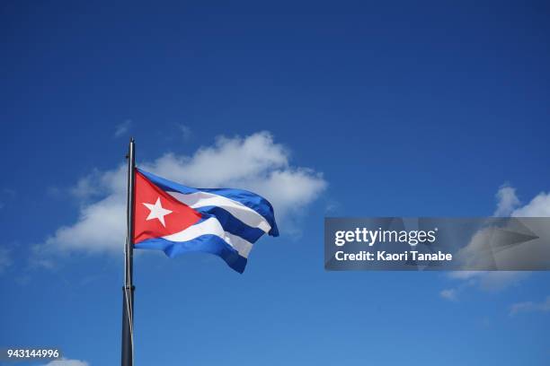 national flag fly in the wind - cuban flag ストックフォトと画像