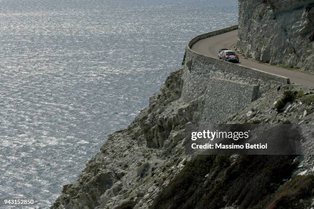 Ott Tanak of Estonia and Martin Jarveoja of Estonia compete with their Toyota Gazoo Racing WRT Toyota Yaris WRC during Day Two of the WRC France on...