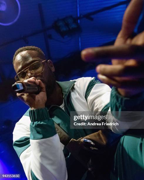 Giggs performs live on stage during a concert at Festsaal Kreuzberg on April 07, 2018 in Berlin, Germany.