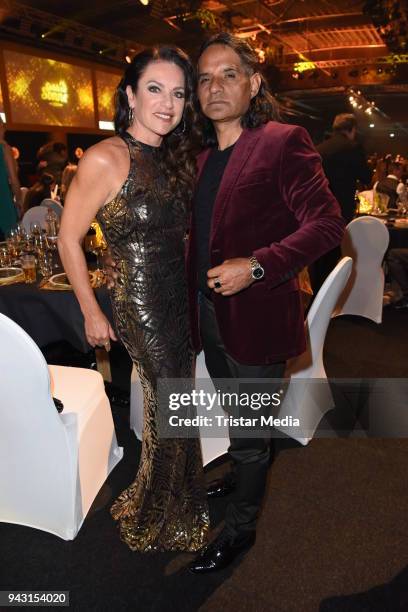Christine Neubauer and her boyfriend Jose Campos attend the 'Goldene Sonne 2018' Award by Sonnenklar.TV on April 7, 2018 in Kalkar, Germany.