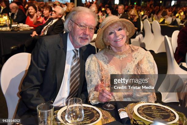 Elke Sommer and her husband Wolf Walther attend the 'Goldene Sonne 2018' Award by Sonnenklar.TV on April 7, 2018 in Kalkar, Germany.