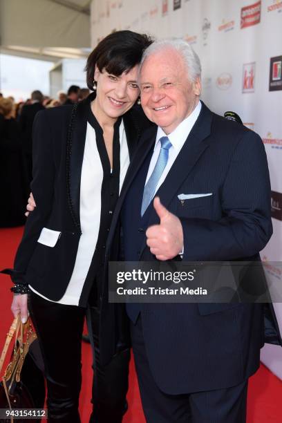 Eckart Witzigmann and his girlfriend Nicola Schnelldorfer attend the 'Goldene Sonne 2018' Award by Sonnenklar.TV on April 7, 2018 in Kalkar, Germany.