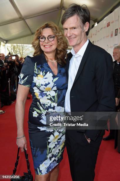 Maren Gilzer and her boyfriend Harry Kuhlmann attend the 'Goldene Sonne 2018' Award by Sonnenklar.TV on April 7, 2018 in Kalkar, Germany.
