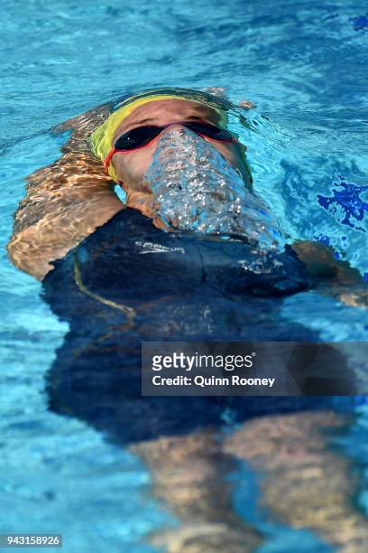 Kaylee McKeown of Australia competes during the Women's 200m Backstroke - Heat 1 on day four of the Gold Coast 2018 Commonwealth Games at Optus...