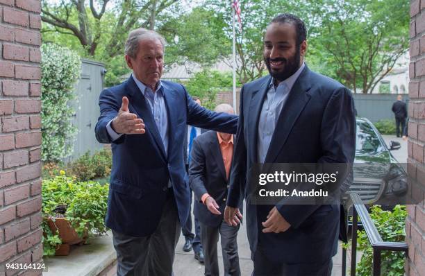 Crown Prince of Saudi Arabia Mohammed bin Salman Al Saud meets with 43rd U.S. President, George W. Bush and former Secretary of State James and White...