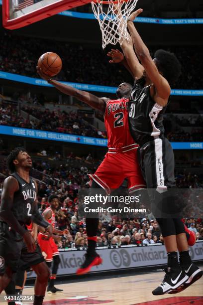 Jerian Grant of the Chicago Bulls shoots the ball against the Brooklyn Nets on April 7, 2018 at the United Center in Chicago, Illinois. NOTE TO USER:...