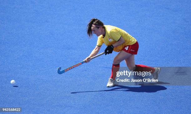 England's Laura Unsworth in action against India during Hockey on day four of the Gold Coast 2018 Commonwealth Games at Gold Coast Hockey Centre on...