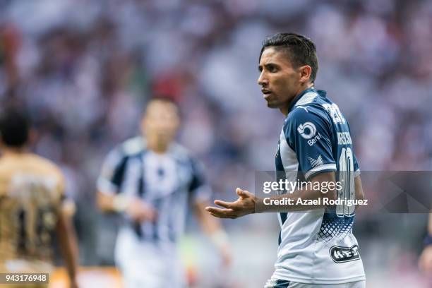 Jonathan Urretaviscaya of Monterrey reacts during the 14th round match between Monterrey and Pumas UNAM as part of the Torneo Clausura 2018 Liga MX...