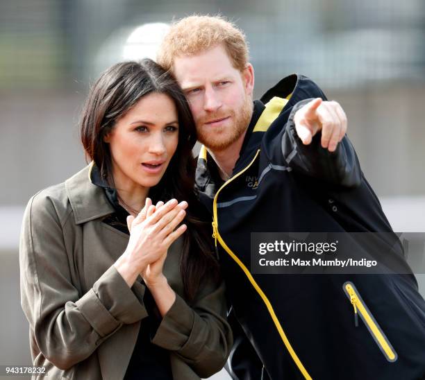 Meghan Markle and Prince Harry attend the UK Team Trials for the Invictus Games Sydney 2018 at the University of Bath on April 6, 2018 in Bath,...