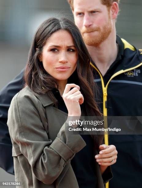 Meghan Markle and Prince Harry attend the UK Team Trials for the Invictus Games Sydney 2018 at the University of Bath on April 6, 2018 in Bath,...