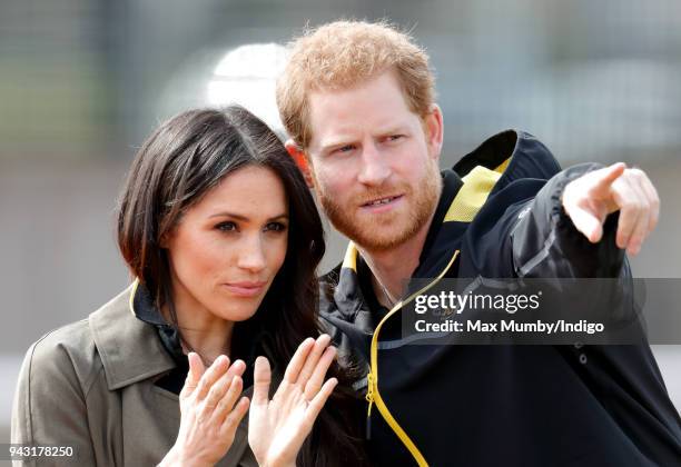 Meghan Markle and Prince Harry attend the UK Team Trials for the Invictus Games Sydney 2018 at the University of Bath on April 6, 2018 in Bath,...