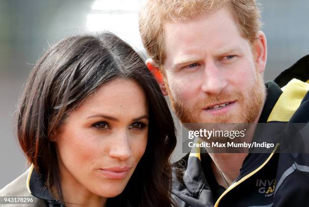 Meghan Markle and Prince Harry attend the UK Team Trials for the Invictus Games Sydney 2018 at the University of Bath on April 6, 2018 in Bath,...
