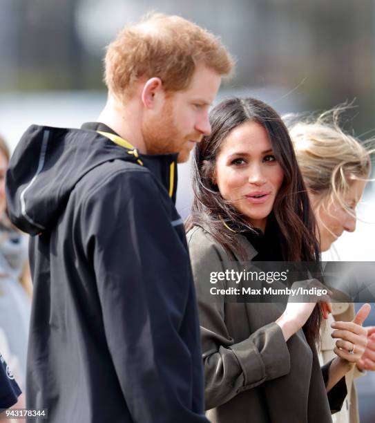 Prince Harry and Meghan Markle attend the UK Team Trials for the Invictus Games Sydney 2018 at the University of Bath on April 6, 2018 in Bath,...