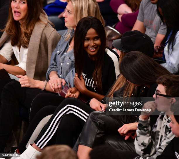 Ubah Hassan attends New York Knicks Vs Milwaukee Bucks game at Madison Square Garden on April 7, 2018 in New York City.