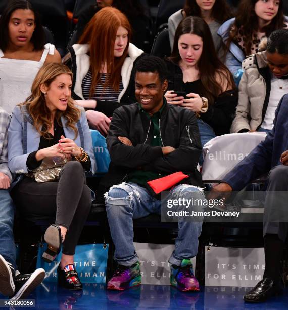 Chris Rock attends New York Knicks Vs Milwaukee Bucks game at Madison Square Garden on April 7, 2018 in New York City.