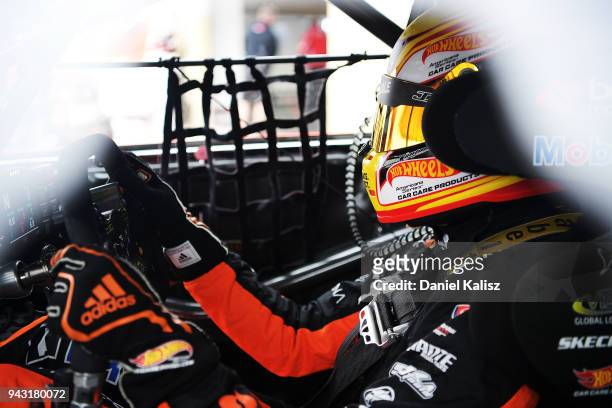 James Courtney driver of the Mobil 1 Boost Mobile Racing Holden Commodore ZB looks on during qalifying for race 2 of the Supercars Tasmania...