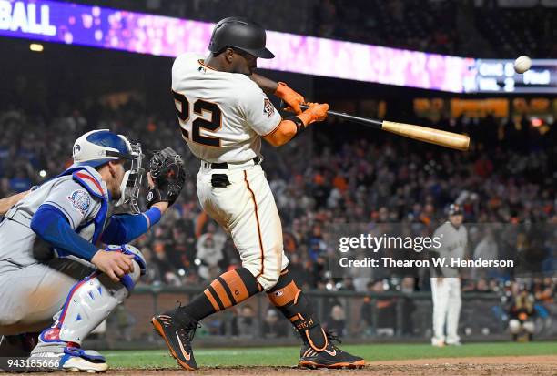 Andrew McCutchen of the San Francisco Giants hits a walk-off three-run homer to defeat the Los Angeles Dodgers 7-5 in the bottom of the 14th inning...