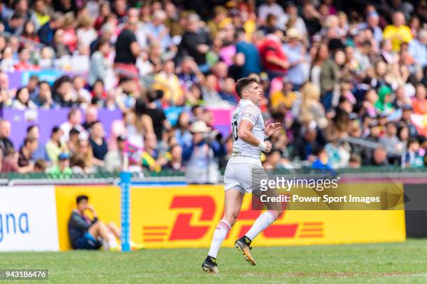 Ben Howard of England runs in the field during the HSBC Hong Kong Sevens 2018 match between South Africa and England on April 7, 2018 in Hong Kong,...