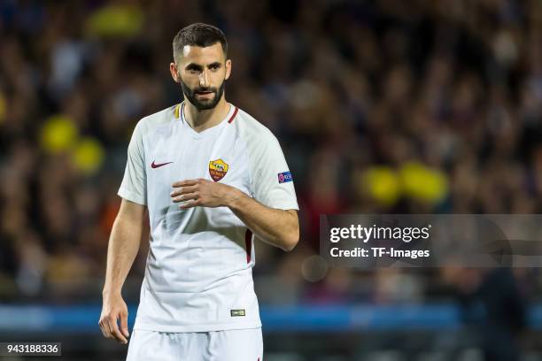 Maxime Gonalons of Rom looks on during the UEFA Champions League Quarter-Final first leg match between FC Barcelona and AS Roma at Camp Nou on April...